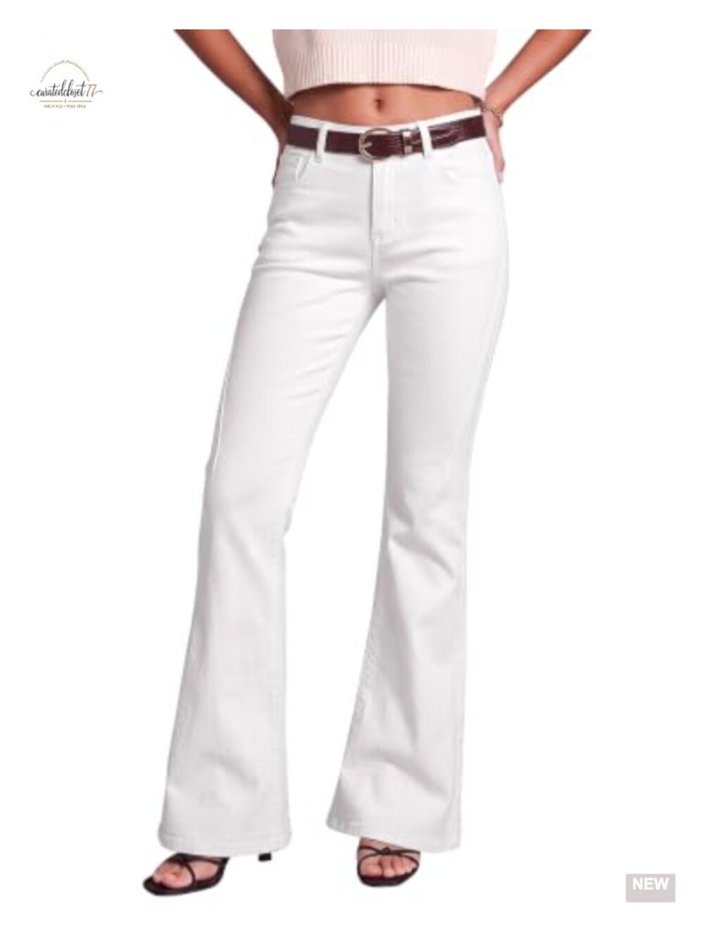Mid Rise Flare Jeans Bootcut Stretch Denim Distressed Five Pocket